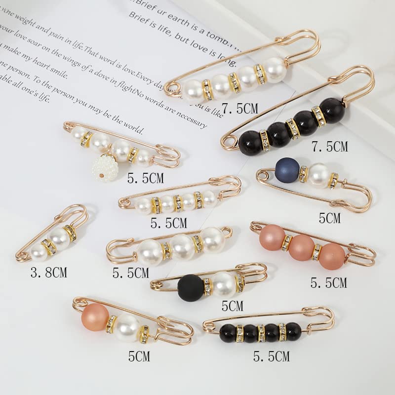 Image of Fashion Pearl Brooch,Sweater Shawl Clip Double Faux Pearl Brooches Waist Pants Extender Safety Pins 4-14Pcs