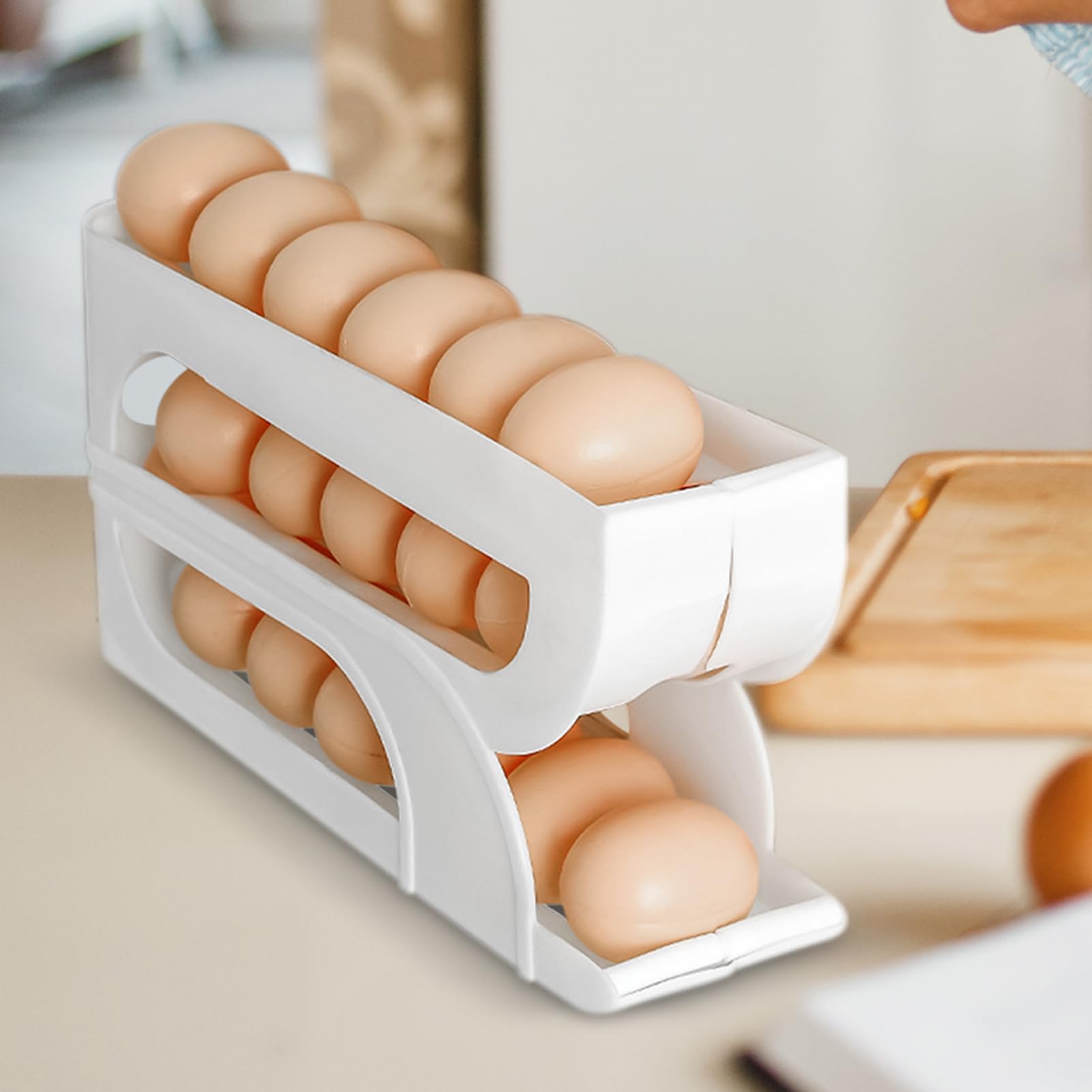 Dispenser automatico per uova | Portauova automatico a 3 livelli | Contenitore organizer per uova, porta uova, salvaspazio da cucina per armadio frigorifero