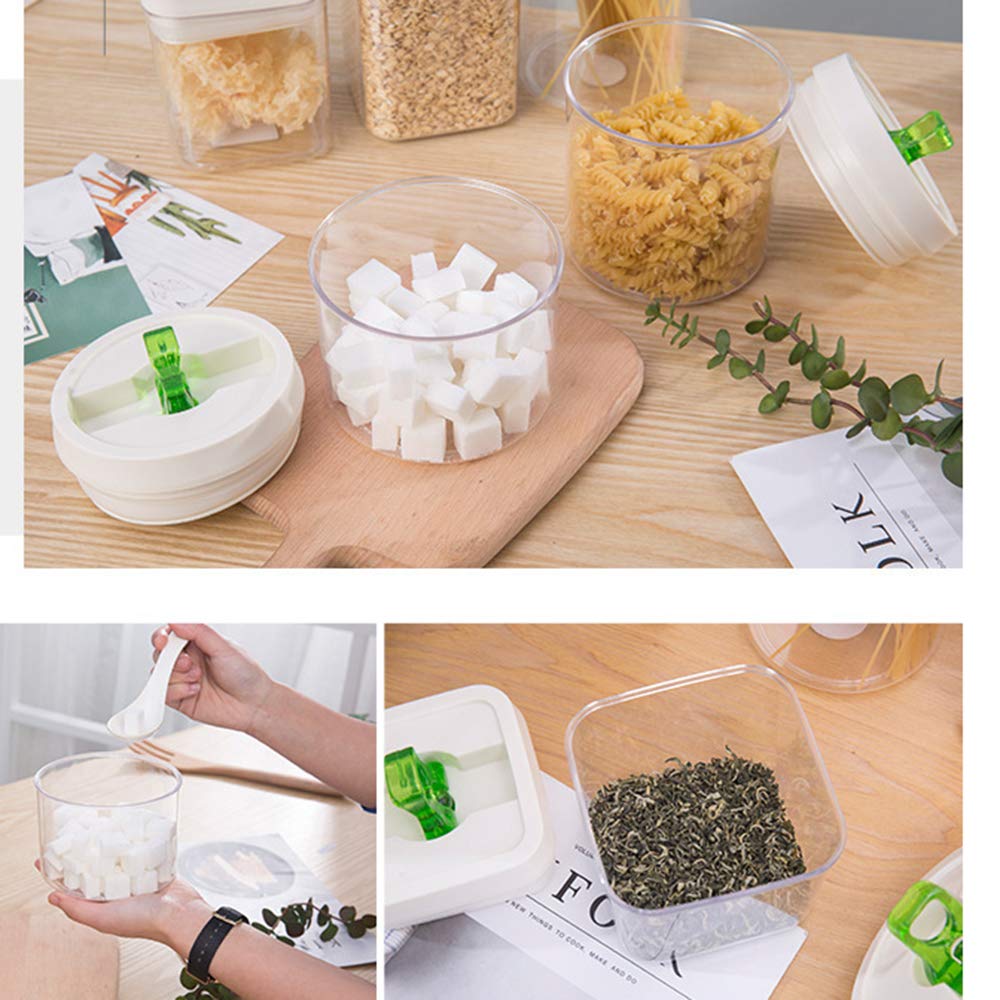 Contenitori Alimentari, Contenitori per Alimenti, per Cereali Contenitori Secchi Liquidi, Durevoli Contenitore Trasparenti, Round