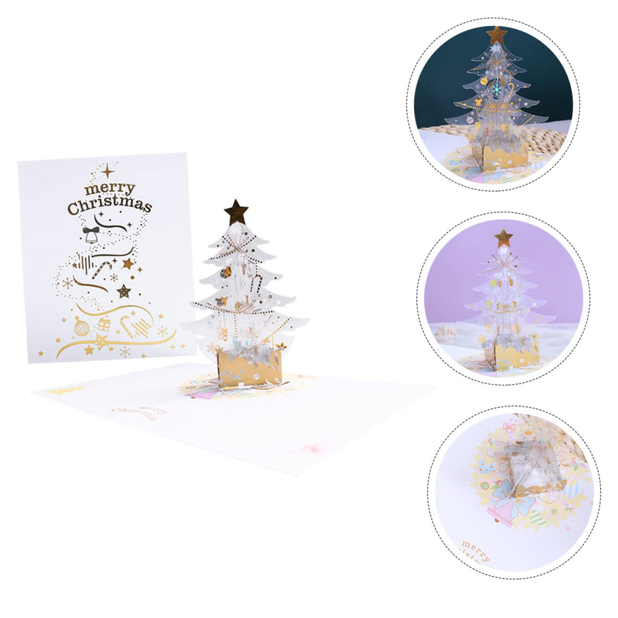 SHINEOFI 5piezas Tarjeta De Felicitación Navideña De Árbol De Navidad Diseño Para Festivo y Expresar y