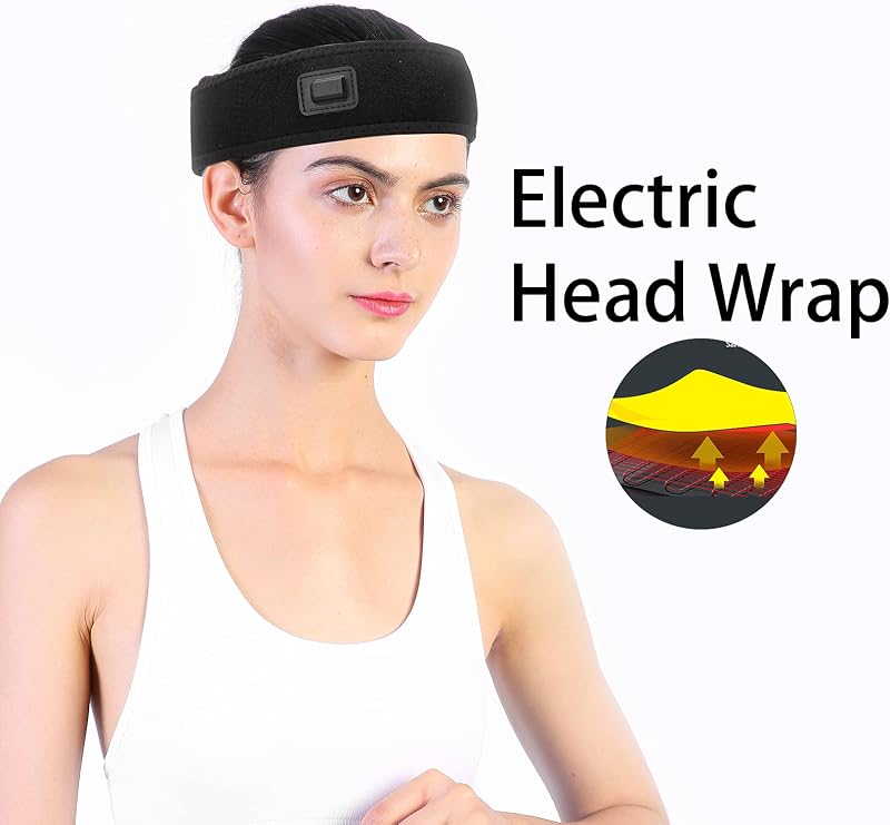 Yosoo Health Gear Elektromos Fejpánt 3 Hőfokozattal - USB Fűthető Fejfedő Migrén és Fejfájás Enyhítésére - Állítható Nyakpánt Hőterápiához