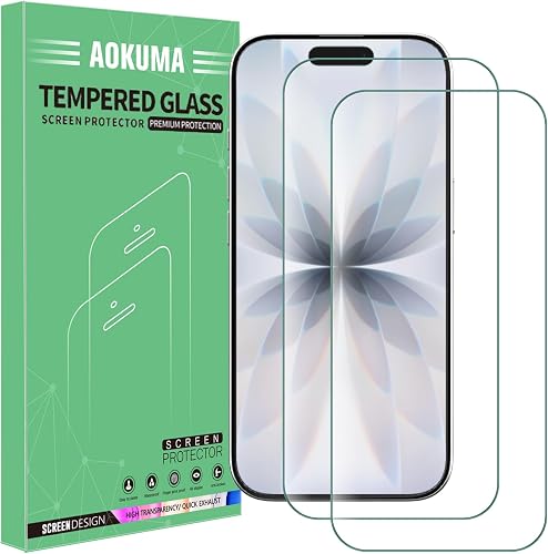 AOKUMA Tempered Glass for iPhone 17/iPhone 17 pro Screen Protector, [2 Pack] Premium Quality Guard Film, Case Friendly, terproof, Shockproof, Scratchproof, Oilproof