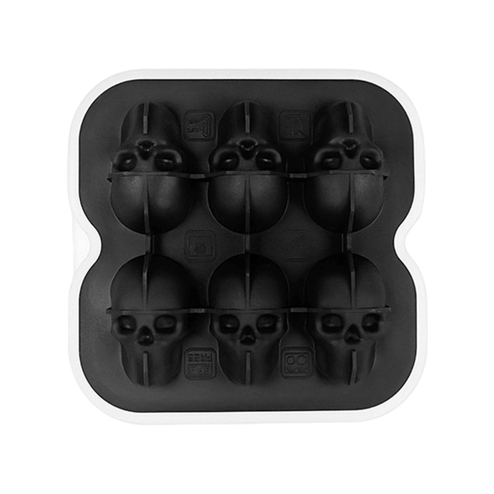 Tfaoys Black Skull Shape Ice Block Tray Food Grade Silicone Mold For Cocktail Ice Balls Drink Freezer Tray Party Permanent Silicone