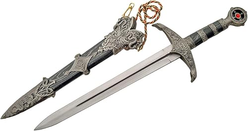 SZCO Supplies - Daga medieval de 18.5 pulgadas con vaina, daga decorativa de acero inoxidable para coleccionistas y exhibidores