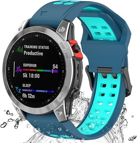 Miimall Correa de repuesto compatible con Garmin Fenix 7, 0.866in de ancho, de silicona suave, impermeable, deportiva para Garmin Fenix 77 Solar7
