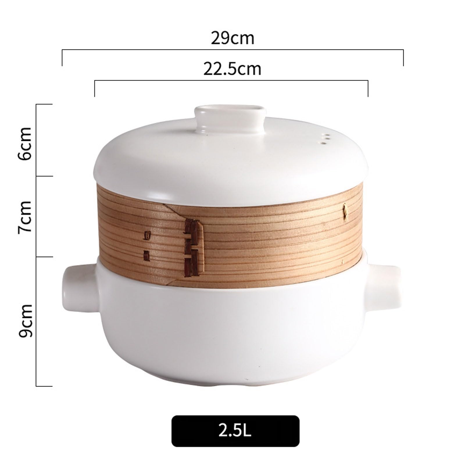 Ceramiczny garnek hotelowy Gliniany garnek parowy z nieprzywierającą powłoką z szufladką Wielowarstwowy, żaroodporny garnek do zupy i gulaszu do użytku hotelowego i domowego,Black,2L