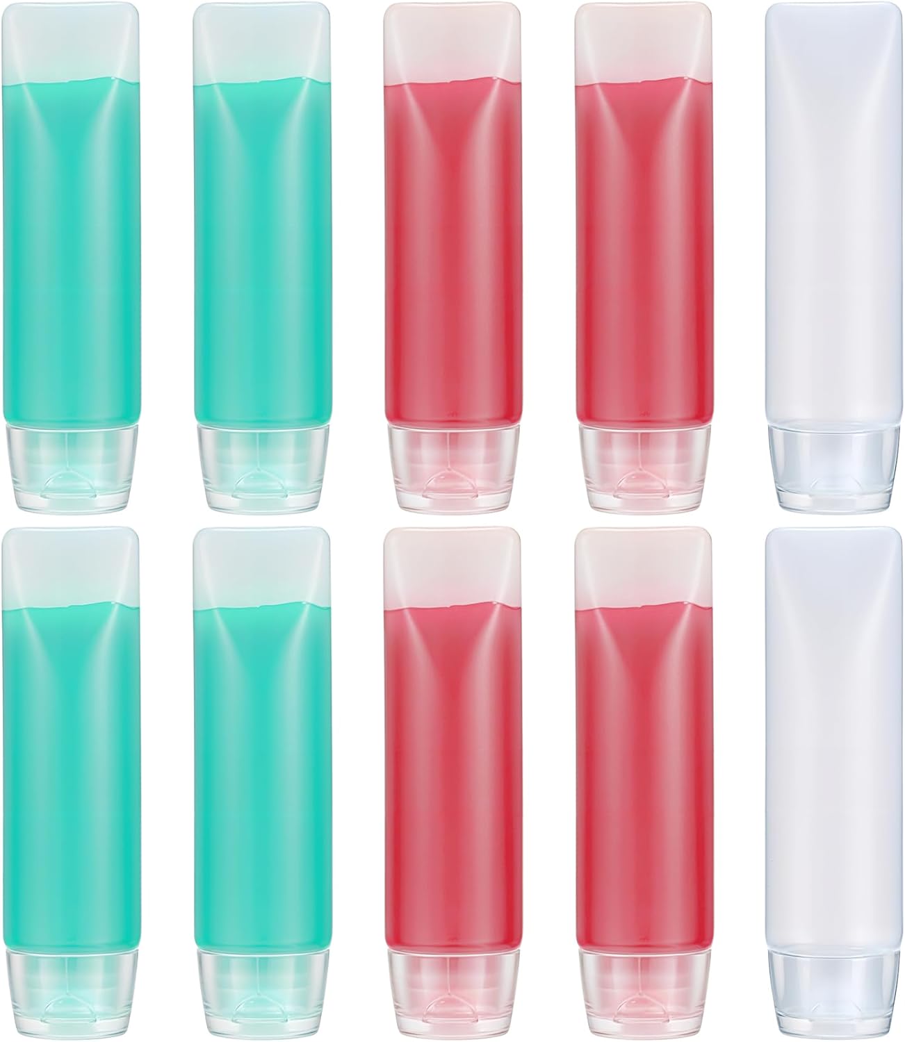 Travel Toothpaste Container, 10Pcs Refillable Toothpaste Tubes, Reusable Transparent Empty Squeeze Bottles Convenient for Toiletries Shampoo Toner Cosmetic, Small Travel Size