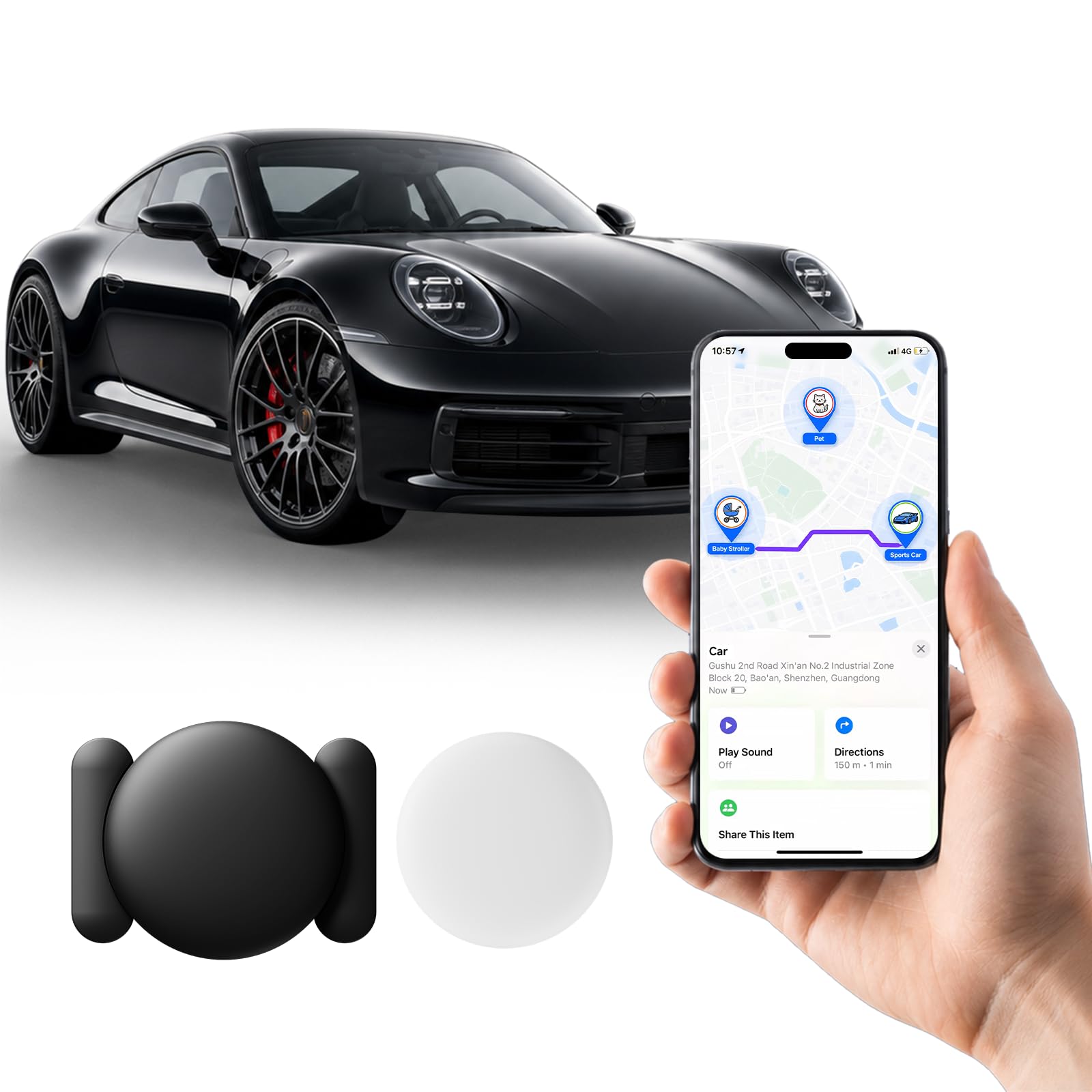 GPS Tracker for Vehicles, Real Time Tracker Device for Vehicles, No Monthly Fee Car Tracker, Work with Find My (iOS Only), MINI Vehicle Tracker with Magnetic Case