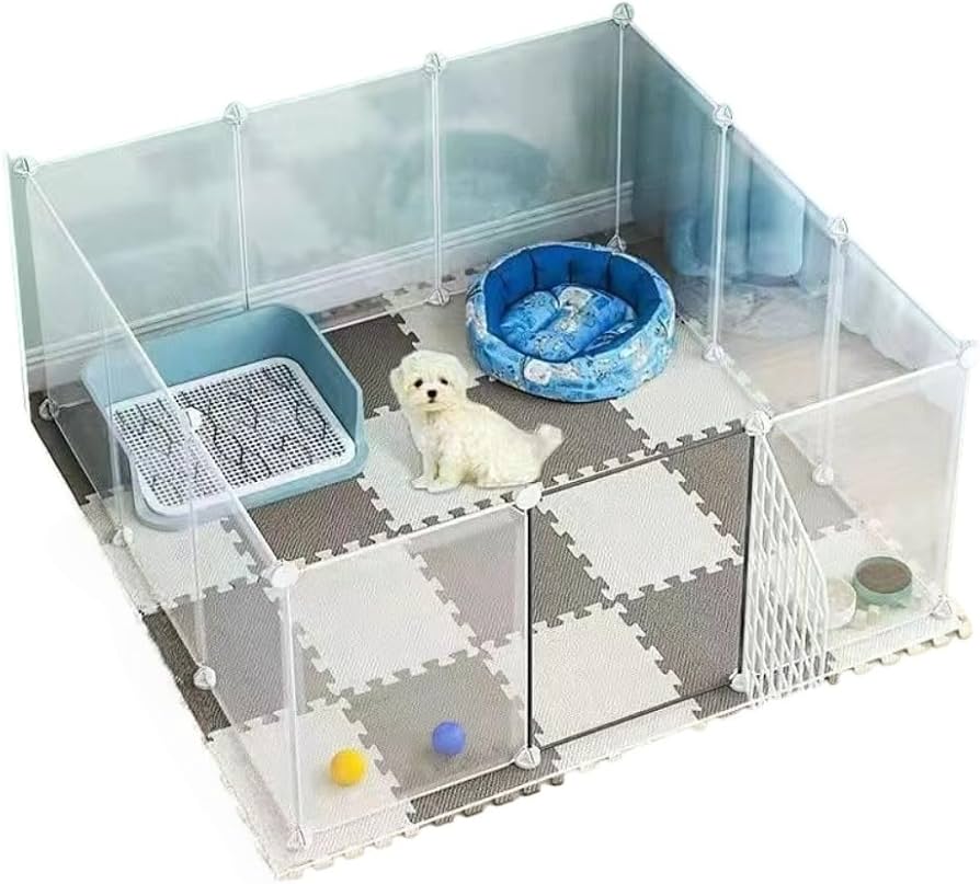 ☆ペットフェンス 12枚セット透明パネル 自由 組み立て Amazon.co.jp: CokBlu 小型犬用 12 枚セット 連結式ペットフェンス