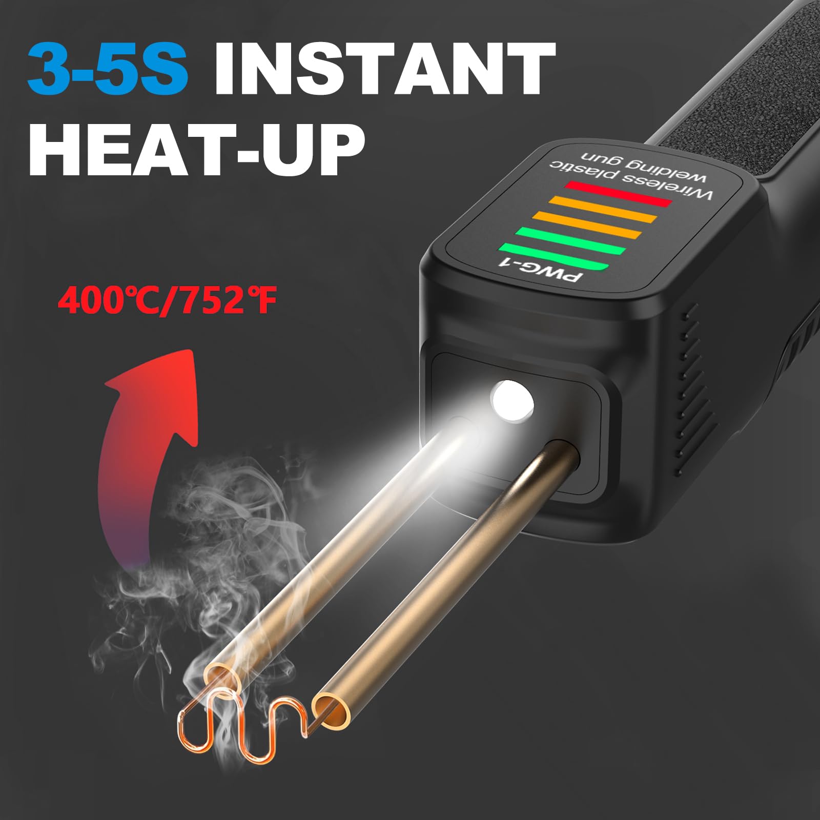 Estación de Soldadura de Plástico Inalámbrica, 100 W Mini Máquina de Soldar Portátil (200 Clavos de Plástico, con LED, Carga USB, Reparación de Soldadura a Pilas)