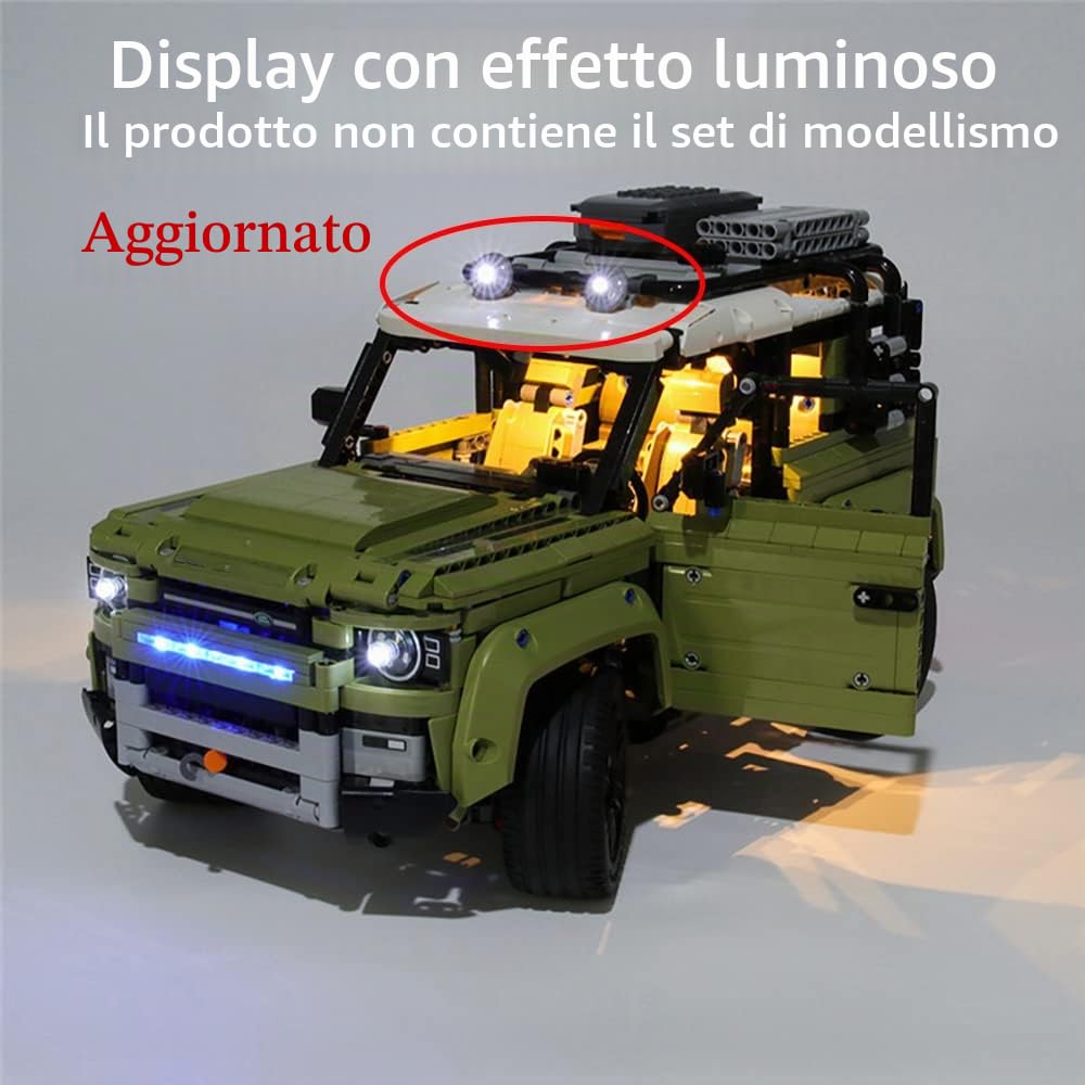 GEAMENT Set di Luci LED Compatibile Con LEGO Land Rover Defender Modello da Costruire – Kit di illuminazione per Technic 42110 (Modello di mattoncini non incluso)
