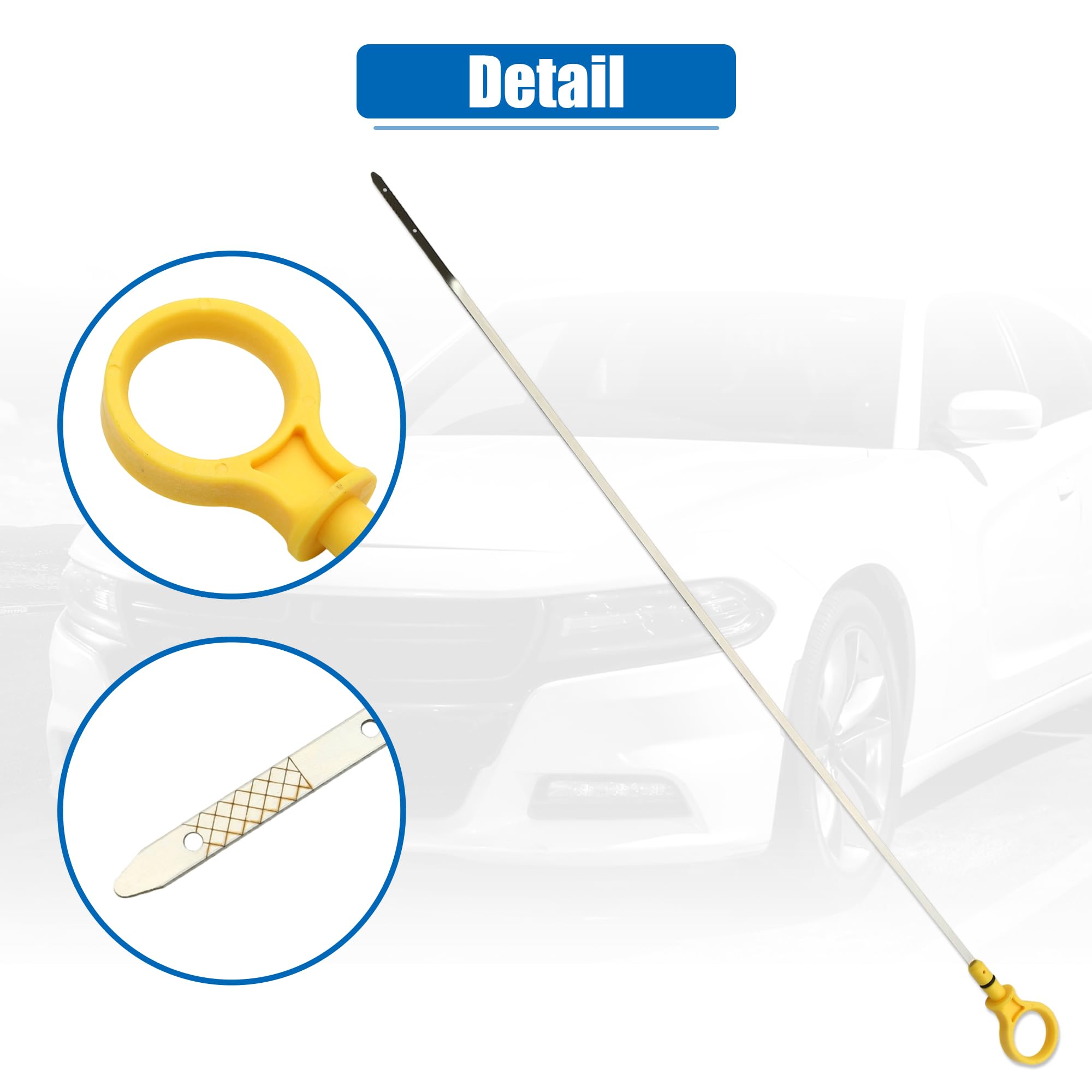 QUARKZMAN Motor Ölstand Anzeige Für Ford Focus 13-18 1 Stück | Metall Kunststoff, Gelb Silberton, Größe 59.5x3.4cm, OE CJ5E-6750-AB, Motorölstandsmessung