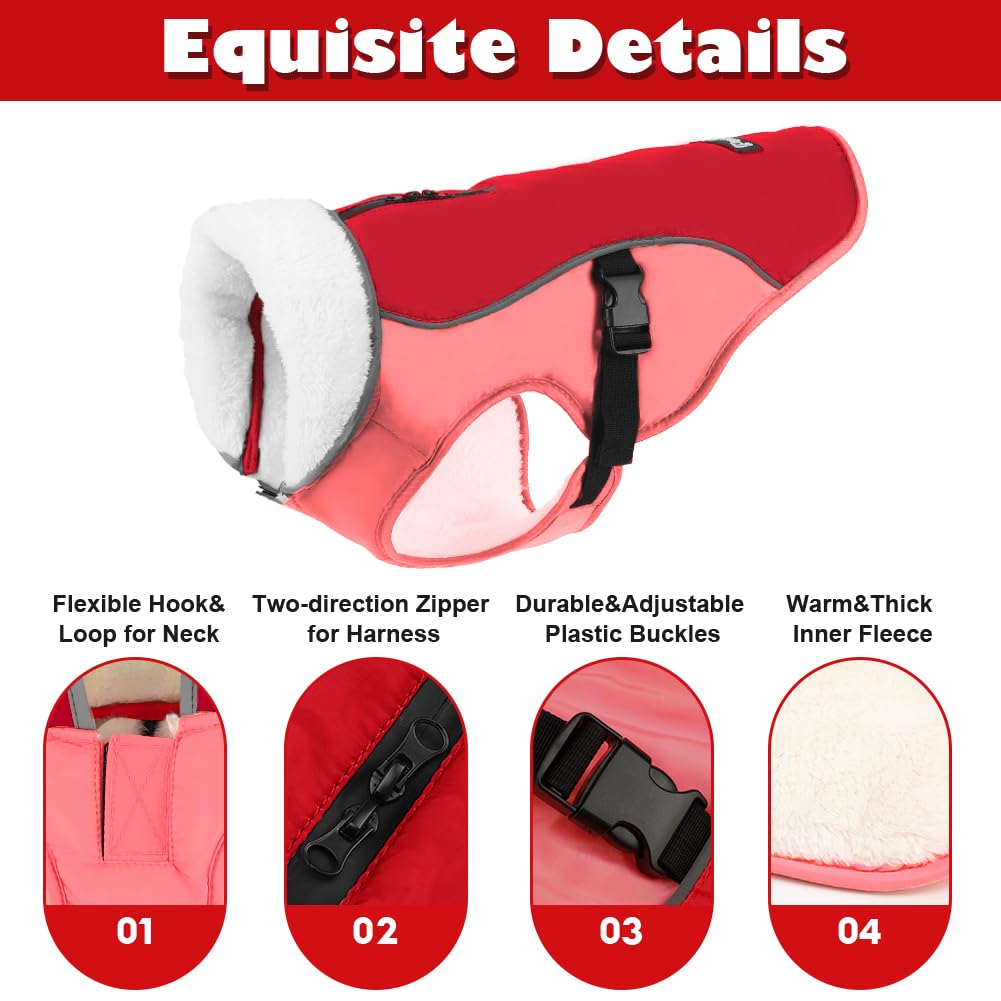 EMUST Cappotto invernale per cani, spesso antivento, invernale, per cani di taglia piccola, media e grande, arancione, XXL