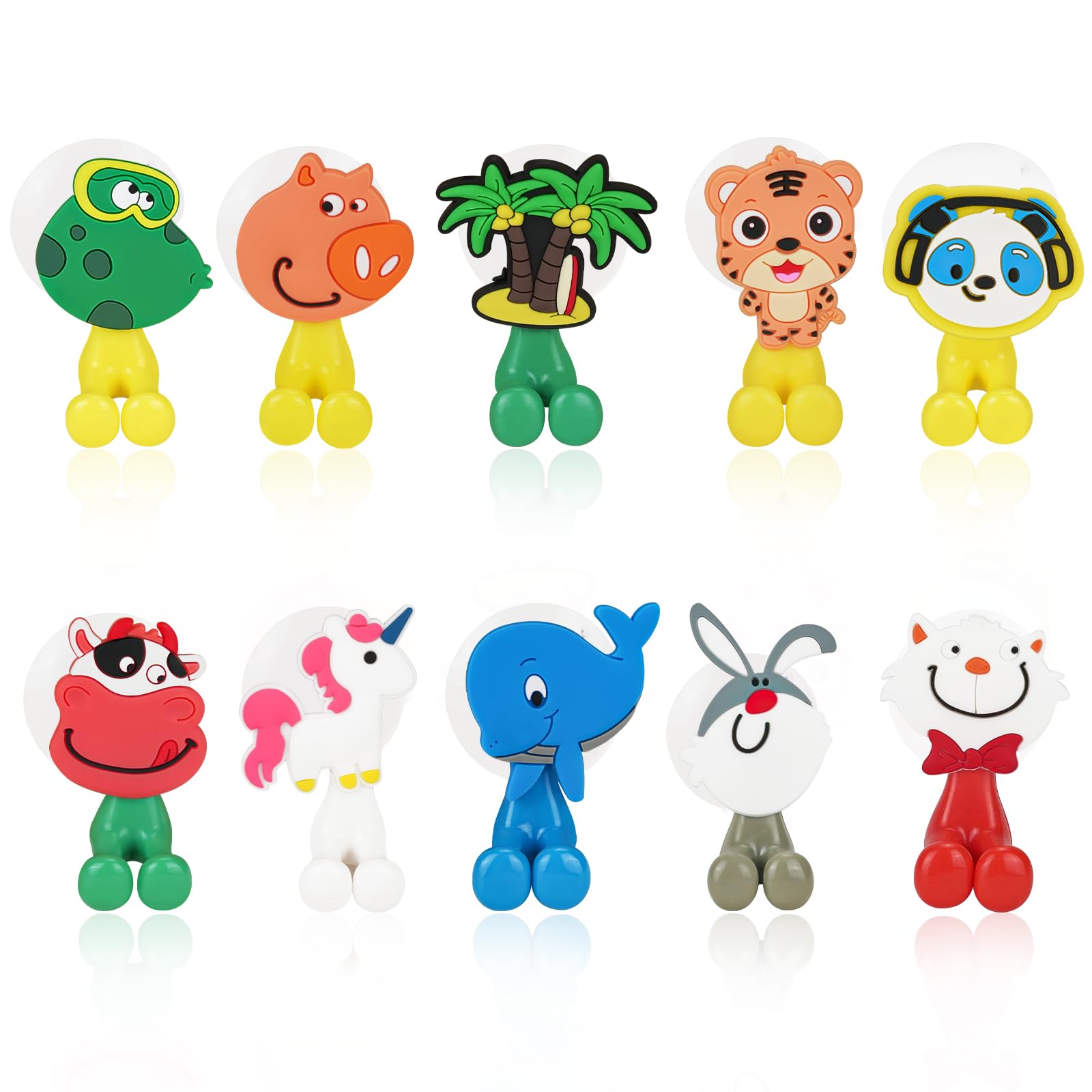 10 soportes para cepillos de dientes para niños, soporte para cepillo de dientes de ducha montado en la pared con ventosa, ganchos multifuncionales para baño, garaje, oficina, cocina,