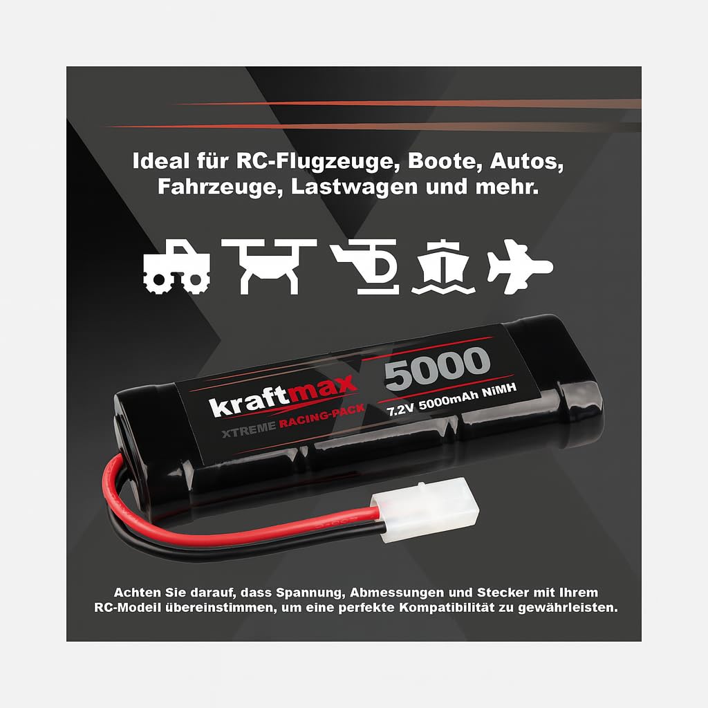 Kraftmax Akumulator wyścigowy 7,2 V NiMH 5000 mAh z wtyczką Tamiya