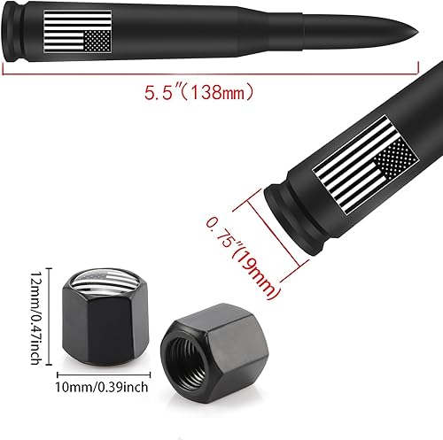 Miniatura 3 de Antena de camión para automóvil con tapas de vástago de válvula, diseño antirrobo, mástil para GM Chevy Silverado 1500 2500 3500 HD Avalanche Ford