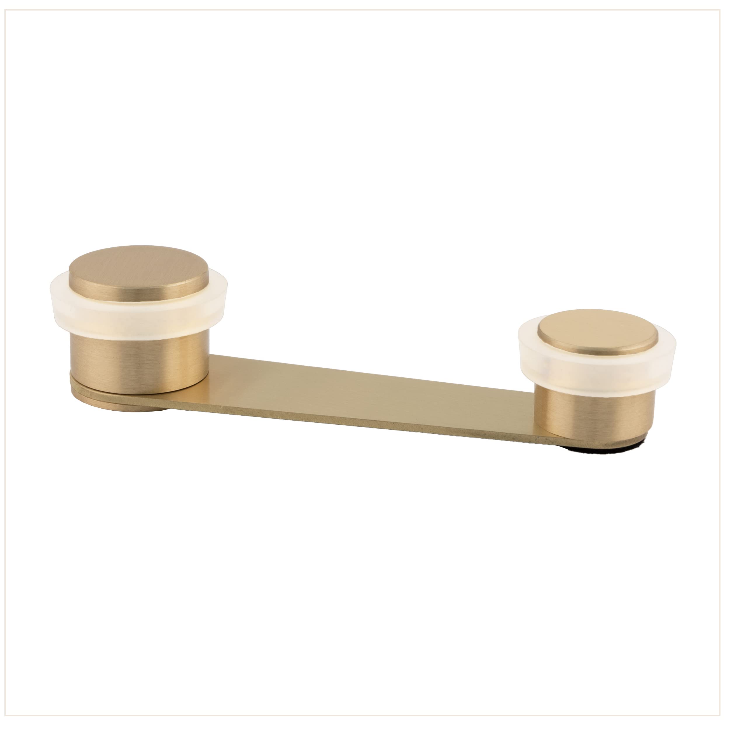 EVI Herrajes| Deurstopper met draaibare houder | Voor Deurdikte tot 50 mm | Messing satijnmatte afwerking| Wit Rubber | Zelfklevende Bevestiging Of Met Schroef | Mod. I-164-BLMT