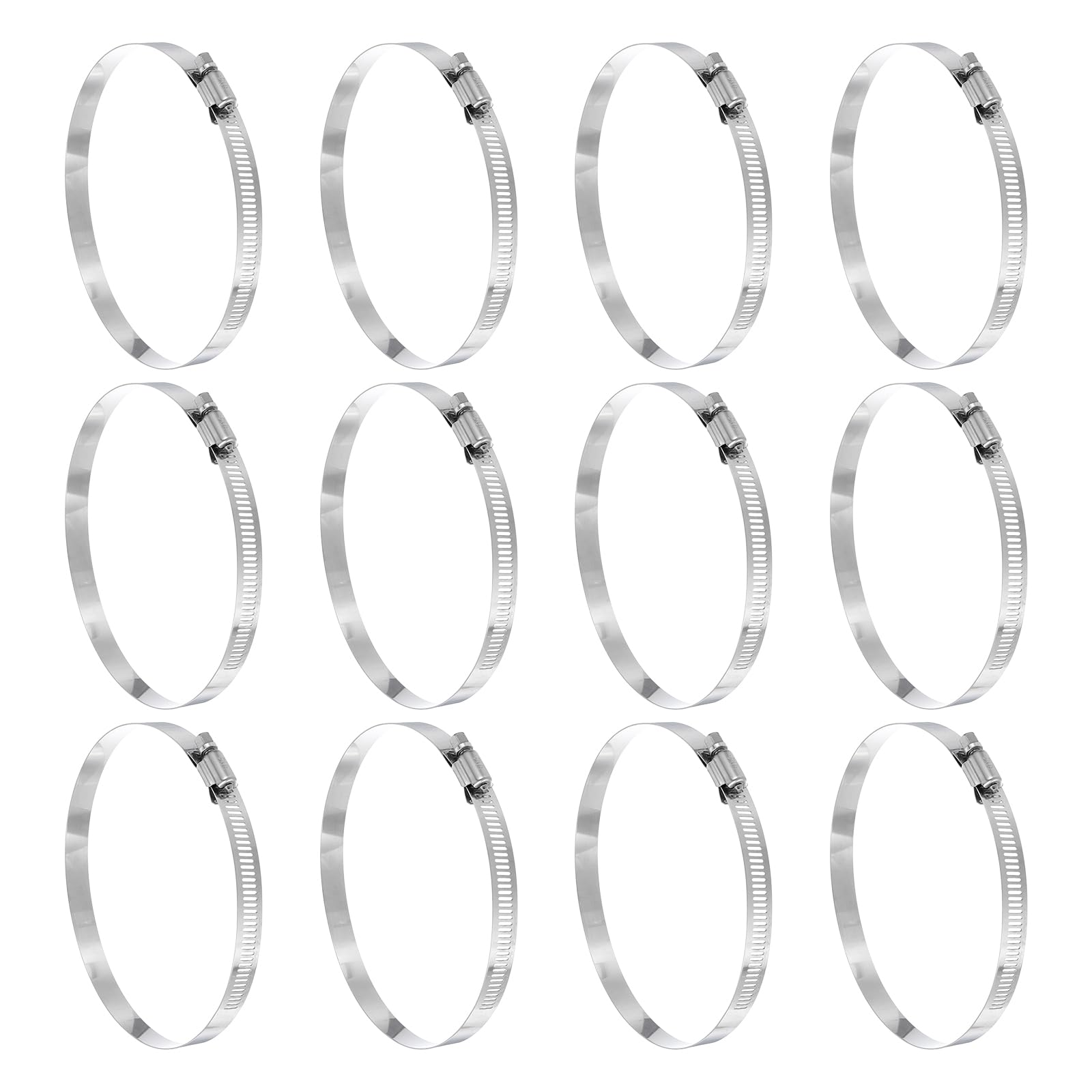 sourcing map 12 Pcs Hose Clamp 4-5/8"-5-1/2" (118-140mm) 304 Stainless Steel Adjustable Worm Gear Hose Clamp Assortment Kit for Fuel Line Pipe Plumbing Automotive Tube Mechanical