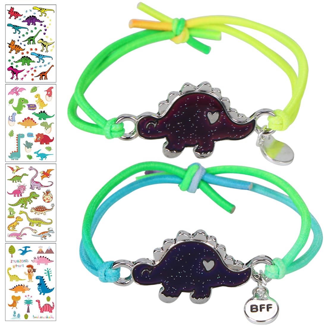 Bracelet Dinosaure Arc-en-ciel – Changeant De Couleur Selon L'humeur – 2 Pièces + Autocollants – Cadeau Garçon