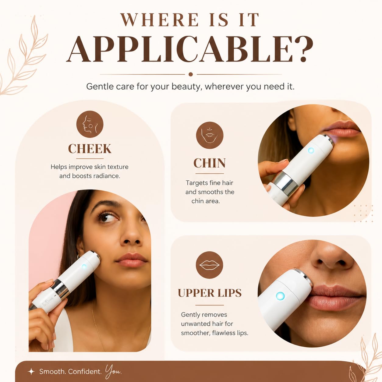 Face Mini Hair Remover Electric Facial Hair Remover for Women, Quick, Instant, Gentle, Painless, Smooth Skin for Upper Lips, Chin, Cheeks, Peach Fuzz (White) 2