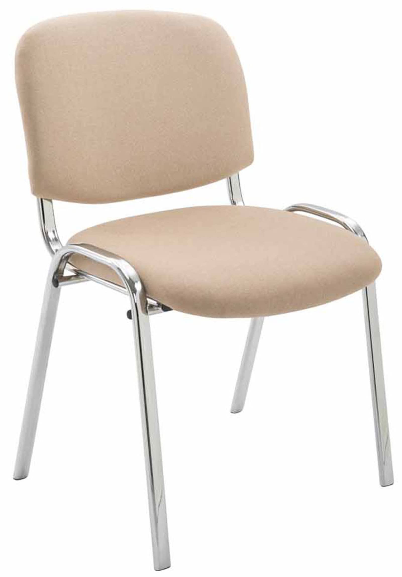 Juego de 4 Sillas Confidente Ken Chrom Tapizadas en Tela Apilables, Crema