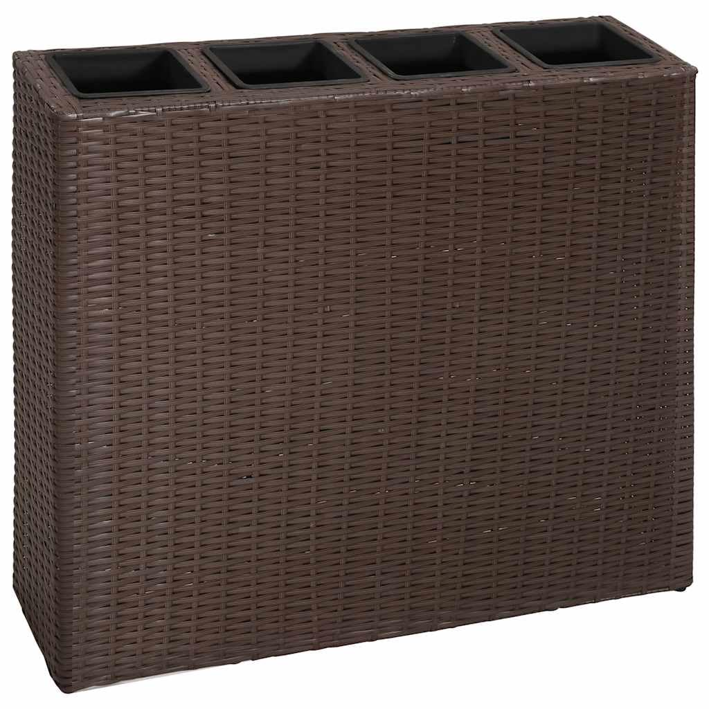 vidaXL 2X Hochbeet mit 4 Töpfen Blumenkübel Blumentopf Pflanzkübel Sichtschutz Pflanzgefäß Blumenkasten Pflanztopf Poly Rattan Braun