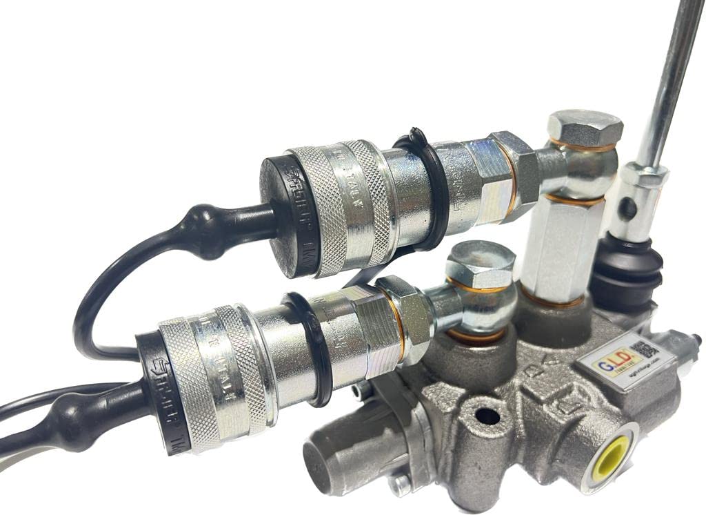 Distributore oleodinamico doppio effetto a 1 leva 3/8" 40 Litri 180 bar completo di innesti rapidi e tappi neri