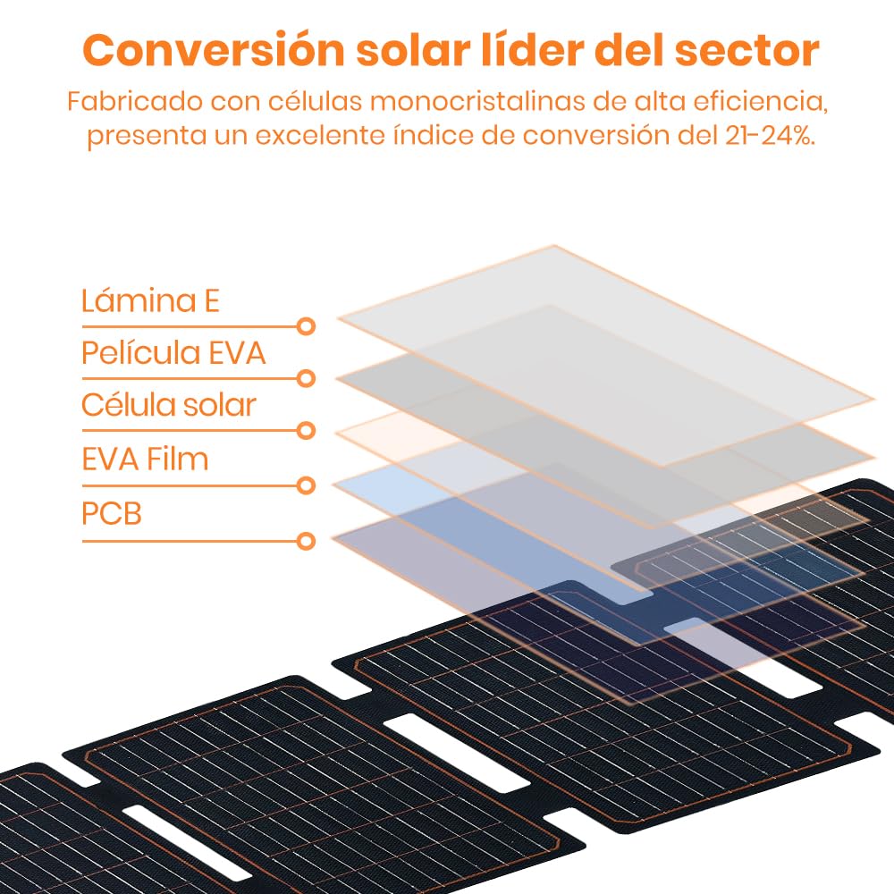 Paneles Solares 60W Cargador Solar Plegable Portátil IP67 Impermeable Fuente de Alimentación de Emergencia Campamento