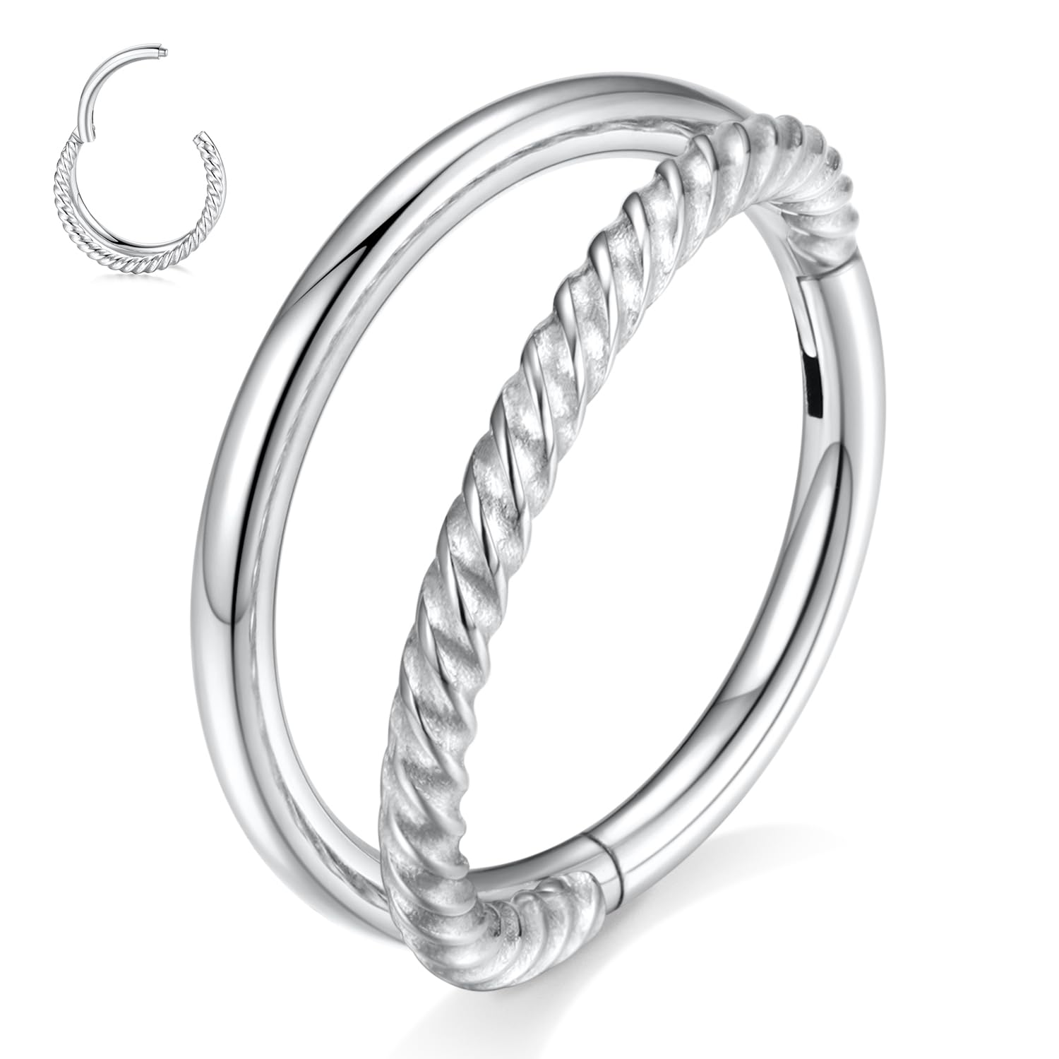 hengkaixuan Triple Double Nose Hoop Ring Sleeper Hoop Earring Helix Rook Conch Cartilage Daith Tragus Earrings Septum Ring Lobe Nose Piercing Jewellery for Women — view 17