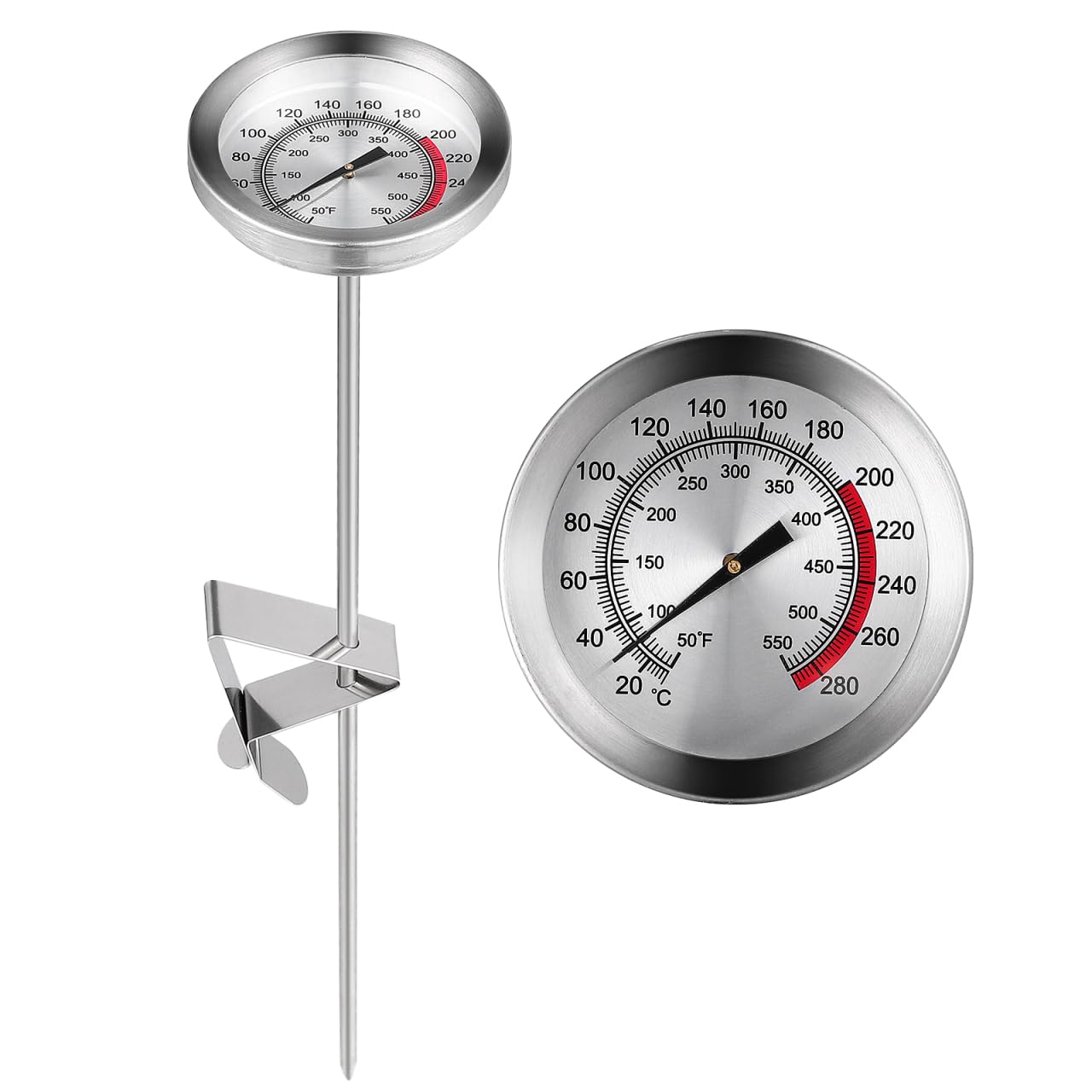 Cabilock Termometro per friggitrice con termometro per carne facilmente leggibile per alimenti per tacchini, barbecue, forno, 23 cm
