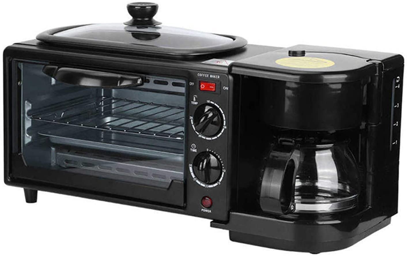 Forno Premium Convezione Fornello Alogeno Fornello Tostapane Forno Elettrico Padella Caffettiera Multifunzione 3 In1 Facile da Pulire Utile