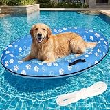 XXL 60"x40" Inflatable Dog Pool Float for Large Dogs - Heavy Duty Pet Raft for Swimming Pool, Lake & Beach - Puncture Proof Dog Floats for Small Medium Dogs Up to 150 lbs (Blue)