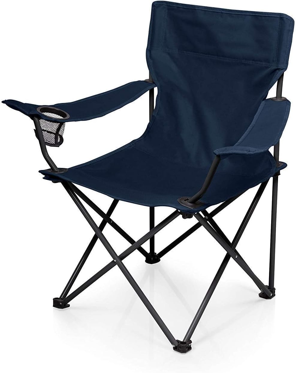 Polyester, Polyvinyl Chloride Oversized Quad Chair, Sturdy Foldable Camping Chair with Attached Can Cooler and Cup Holder