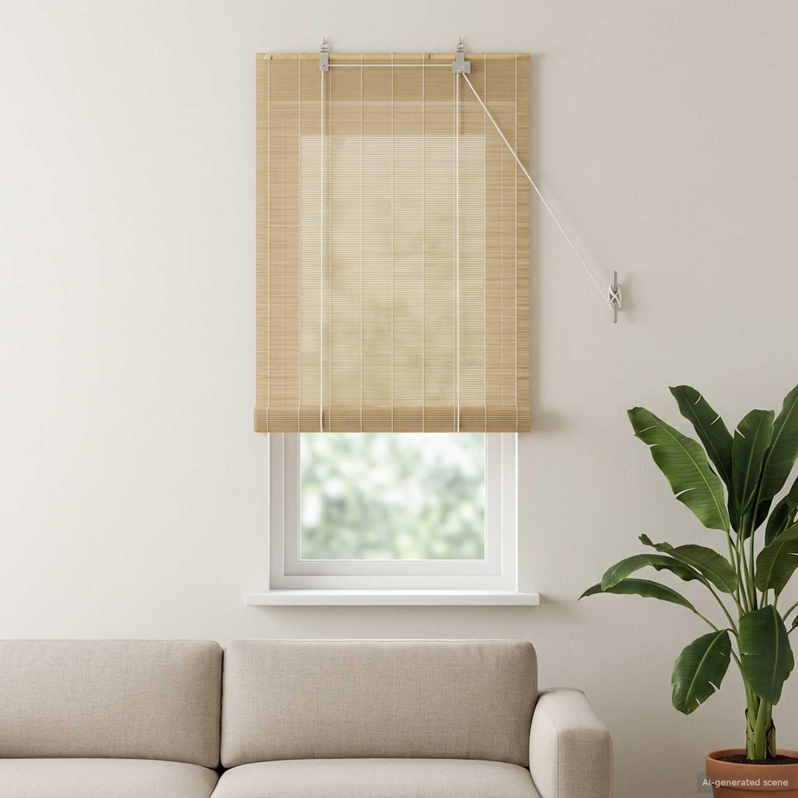 Rollo Natur Bambus 40 x 160 cm, Sichtschutz und Sonnenschutz für Fenster, Innenbereich, Verdunkelung, Blickdicht, klemmfix oder Bohren, 1 Stück