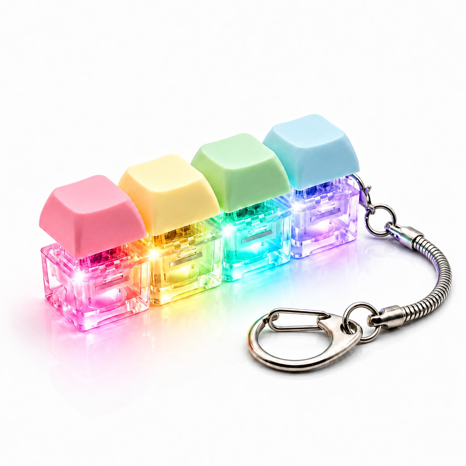 NoraGlaze Four-Button Keyboard Clicker Keychain with Light, Portable Tactile Button Keyring for Adults, Compact Desk Focus Accessory, Clicky Everyday Carry for Bags, Keys & Backpacks