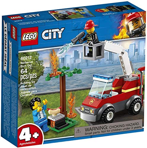 City Fire Barbecue in Fumo con Camion dei Pompieri, Minifigura del Vigile del Fuoco, Hot Dog e Accessori per la Griglia, Set da Costruzione Ispirati ai Pompieri, 60212 - Lego - Immagine 5