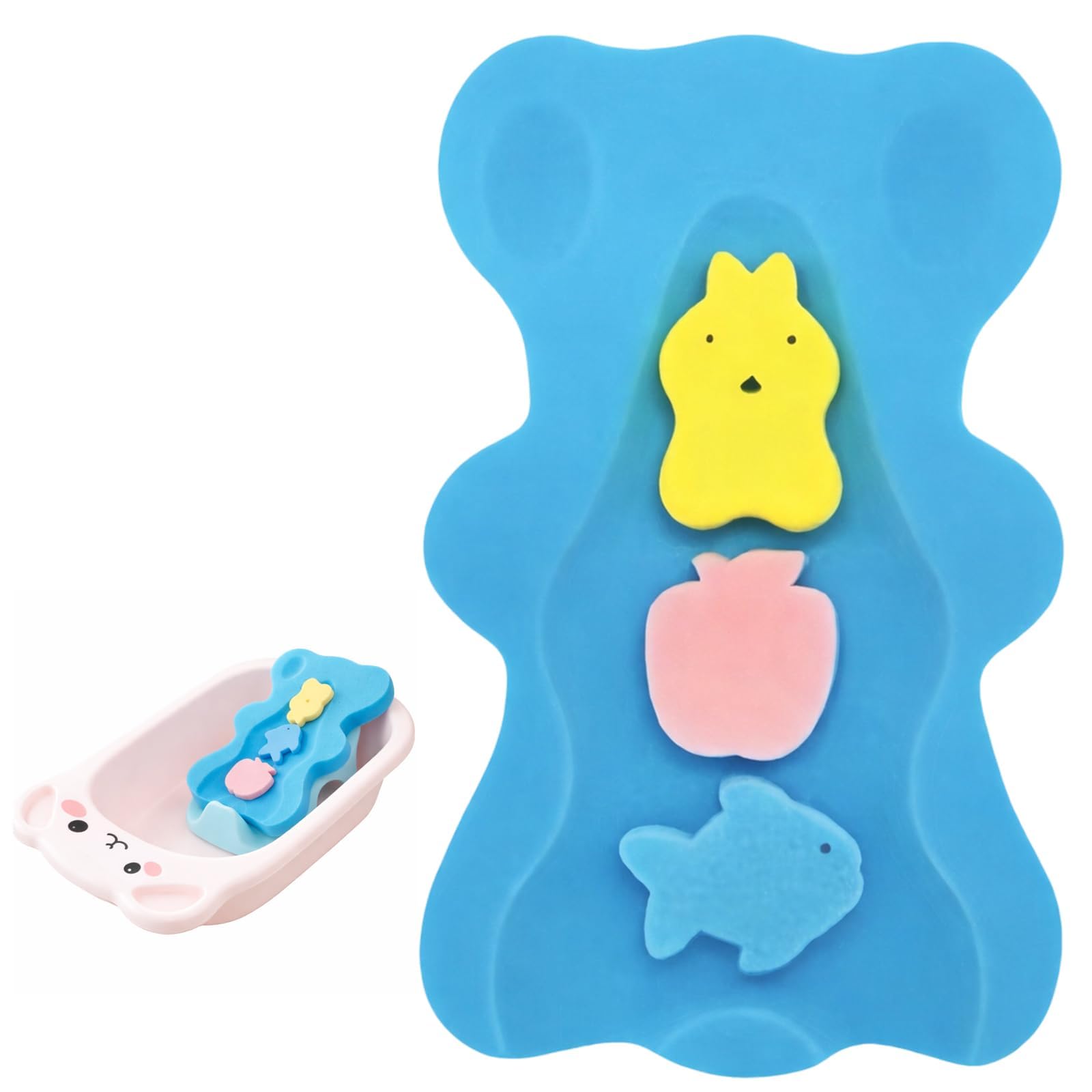 1 Pcs Baby Bath Sponge, Soft Infant Bath Cushion Support, Quick-Drying Travel-Friendly Design, Anti-Slip Bath Seat for Newborns in Sink or Bathtub
