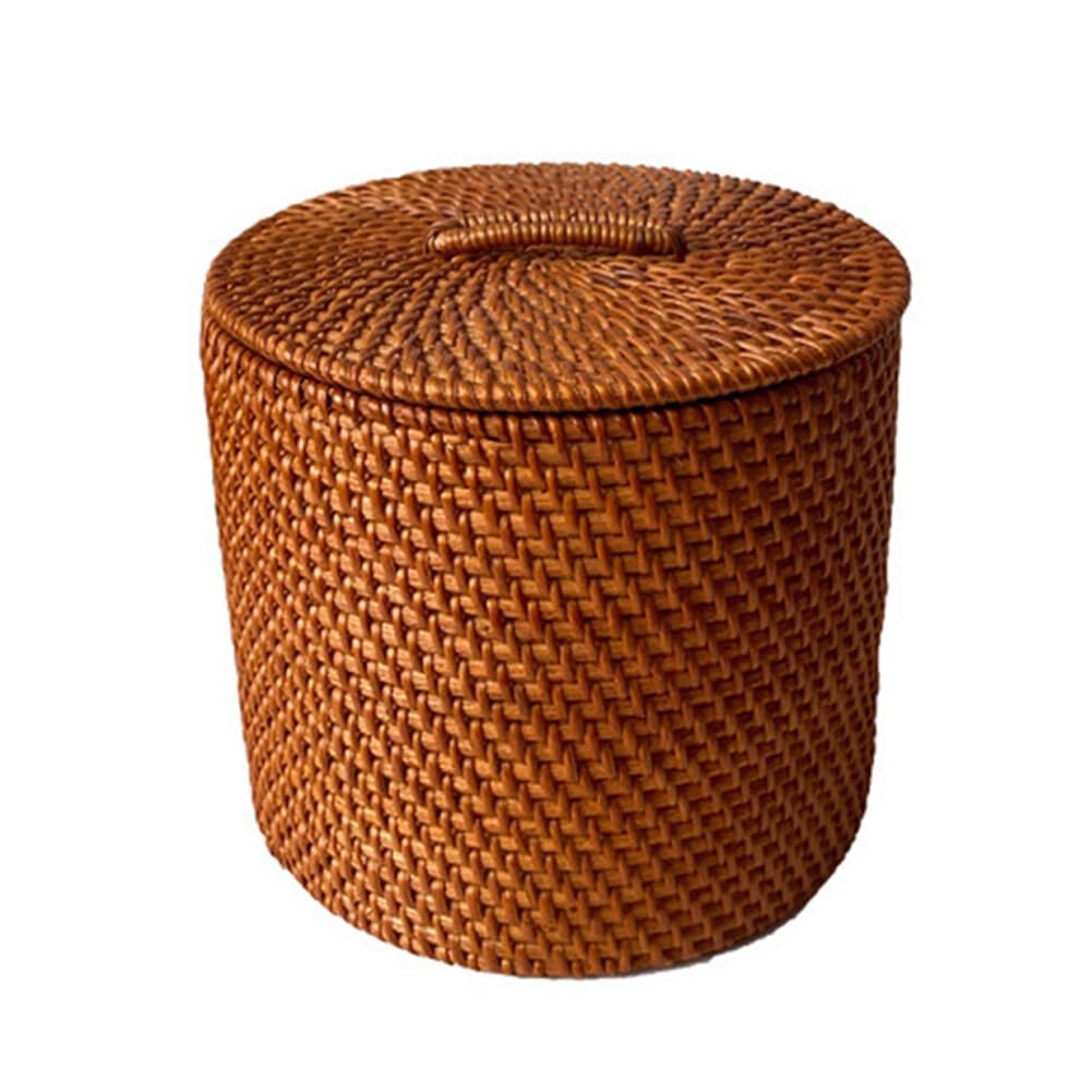 Corbeille de stockage en osier haut de gamme petite boîte cylindrique maison