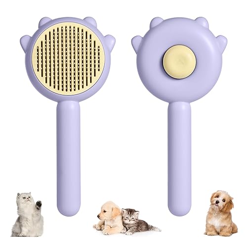 Peine mágico para mascotas, cepillo de aseo para mascotas con botón de liberación, cepillo limpiador de pelo de mascotas, cepillo de desprendimiento