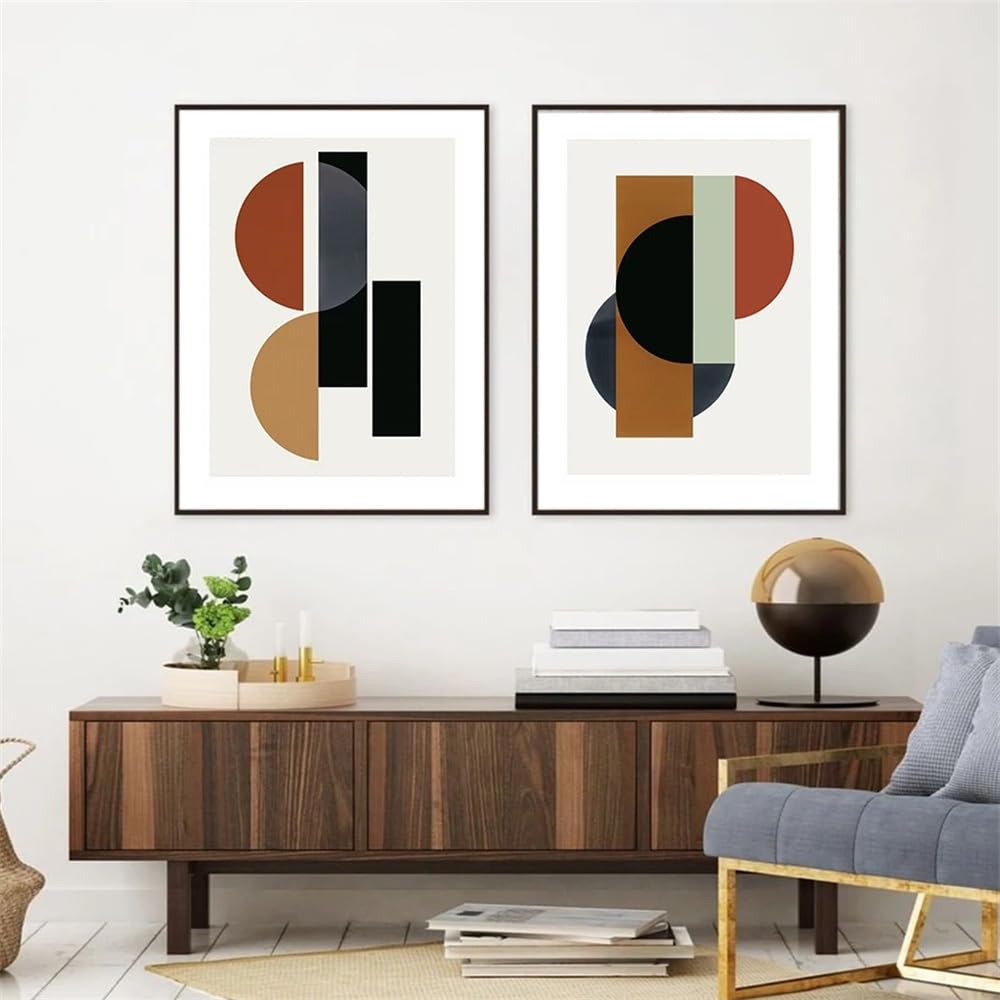 WBYZAC 2 Pieces-Abstract Geometric Shapes Scandinavian Canvas Painting Nordic Wall Art Pictures Poster Print Interior Living Room Kitchen Office Home Decor-50 * 60cm (No Frame)