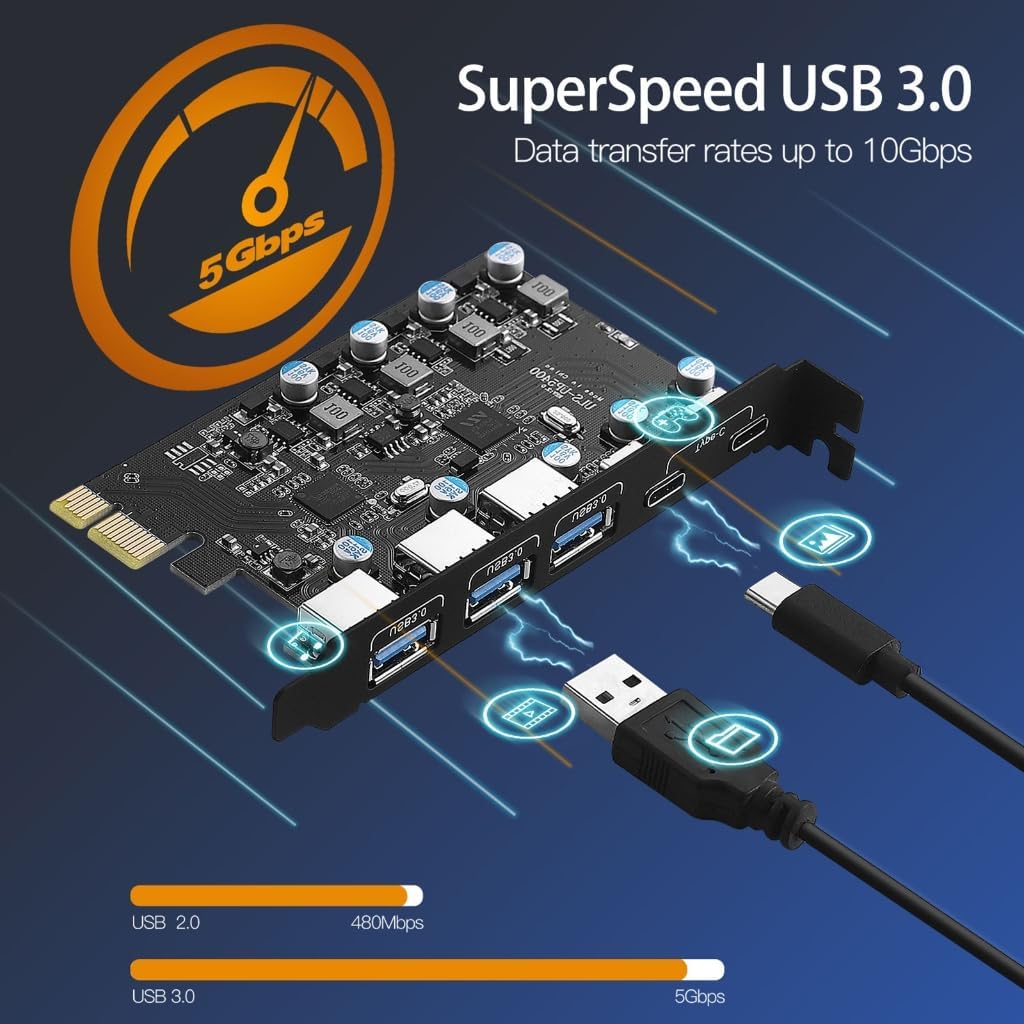 PCIe USB 3.0 Card Expansion USB PCIE Add in Card Internal USB3.0 Hub Converters