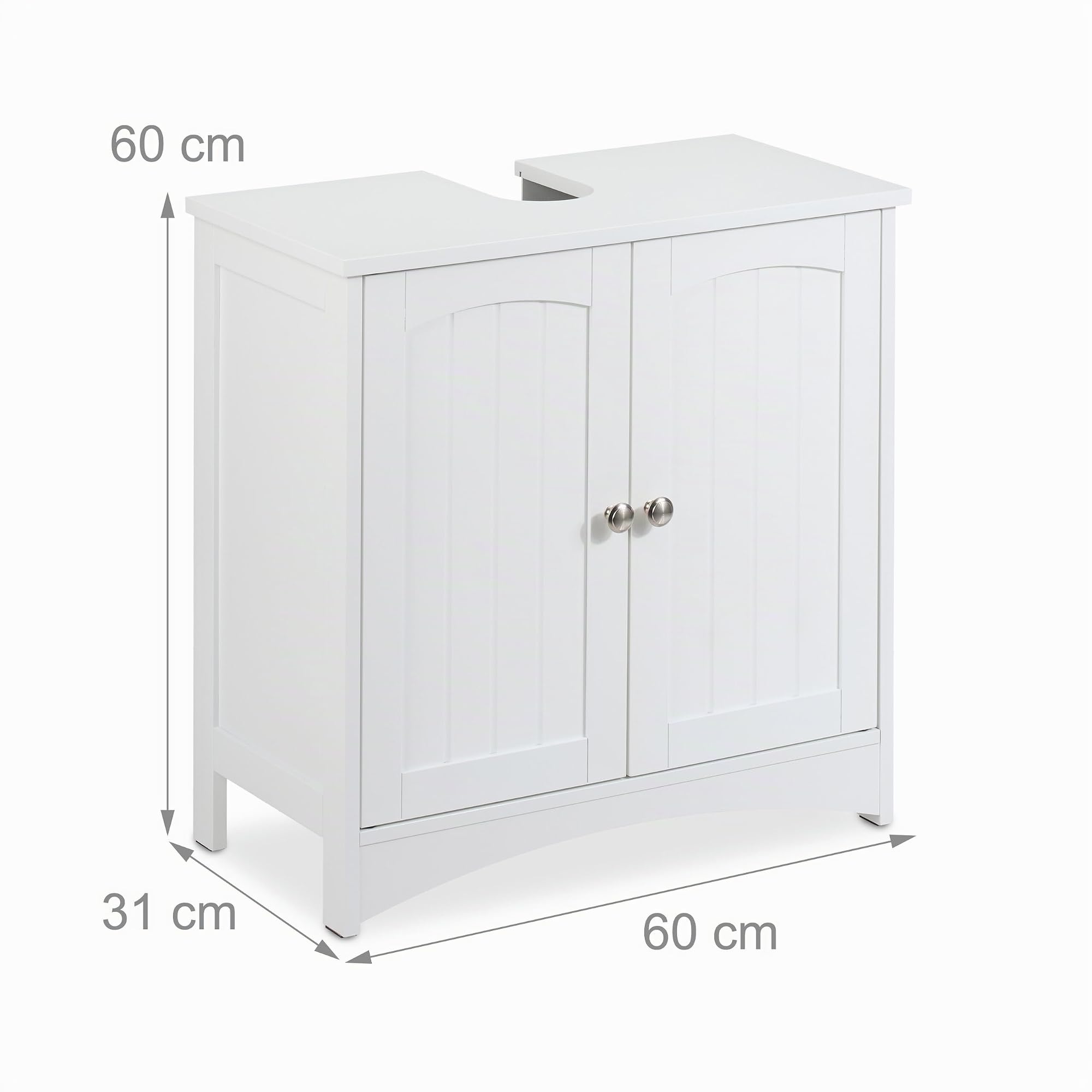 Relaxdays Mobiletto Sottolavabo, HLP: 60x60x31 cm, Armadietto sotto Lavandino, Mobile Lavello da Bagno, in MDF, Bianco