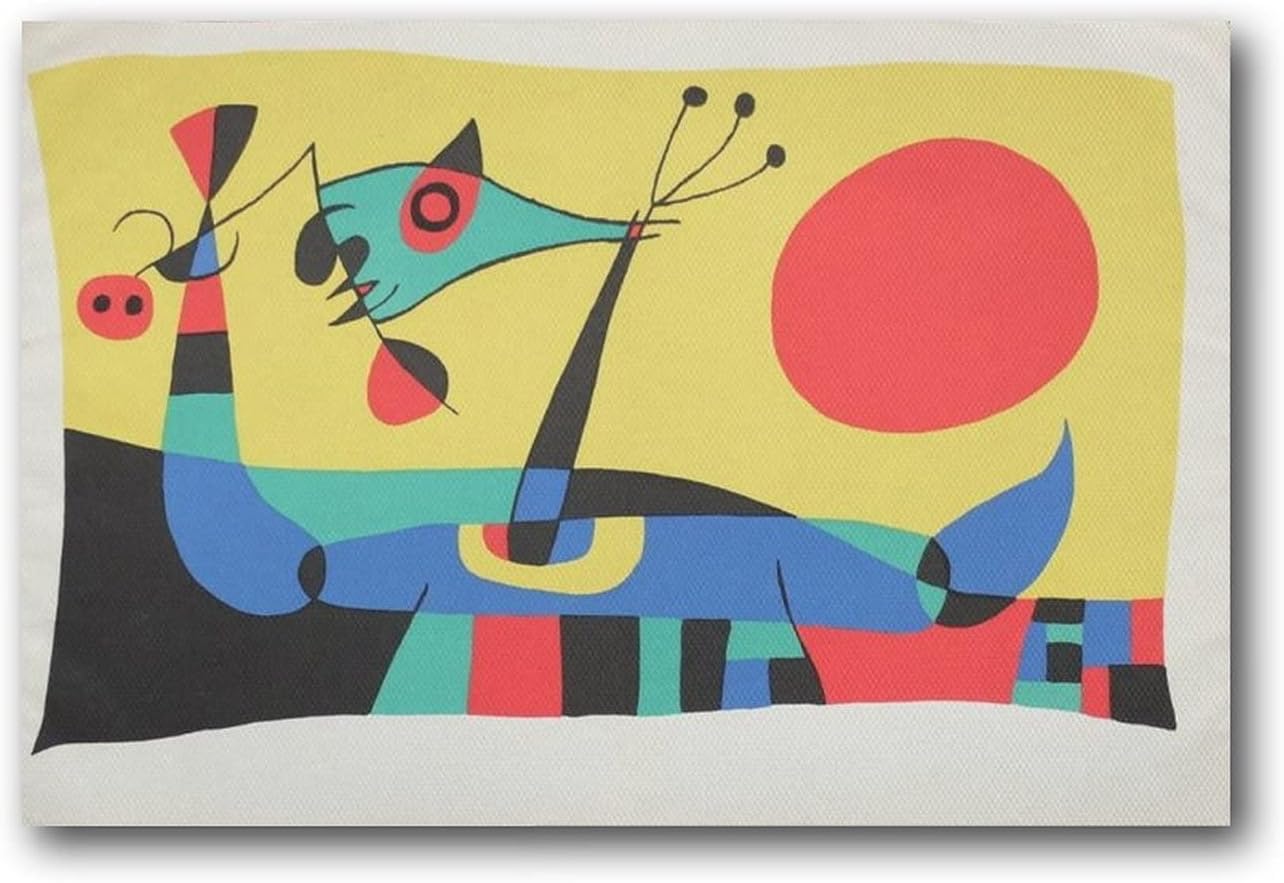 QSDTGHUIKP Peacock Feather Poster by Joan Miro Prints Surrealism Wall Art Joan Miro Vintage Canvas Painting Abstract Picture for Home Decor 40x65cm Frameless