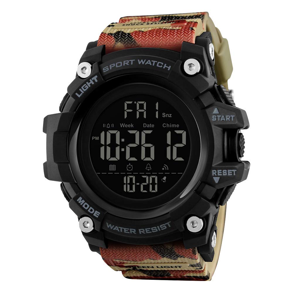 MASTOP Reloj deportivo digital para hombre, cronógrafo, militar, a la moda, impermeable, esfera grande, multifunción, relojes digitales
