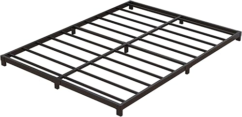 Miniatura 8 de Base de cama Queen tamaño 4 pulgadas de perfil bajo, base de cama Queen no necesita somier, metal resistente, fácil montaje, negro