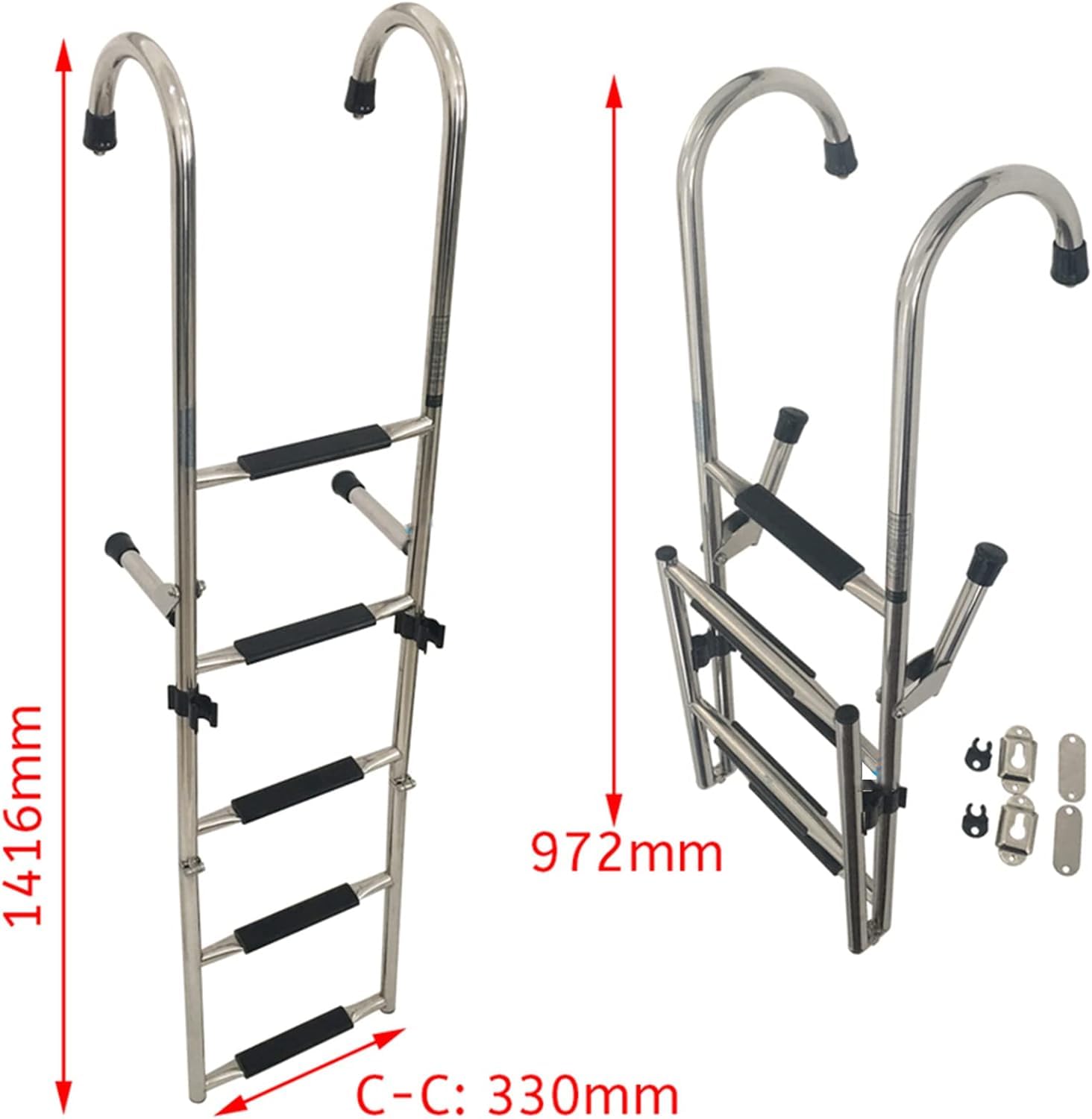 Scala per barche – Scala marina pieghevole in acciaio inox per un facile imbarco, adatta per banchina, ponte navale e accesso a poppa