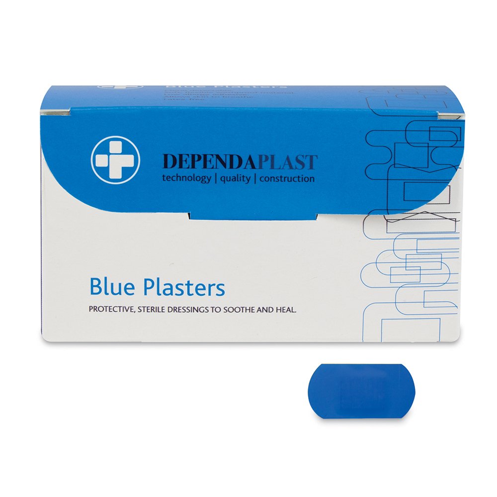 Reliance Medical Dependaplast REL545 Food Area Plaster with High Visibility and Metal Detection Properties, Easily Detectable, Individually Wrapped 4 cm x 2 cm, Blue (Pack of 50)