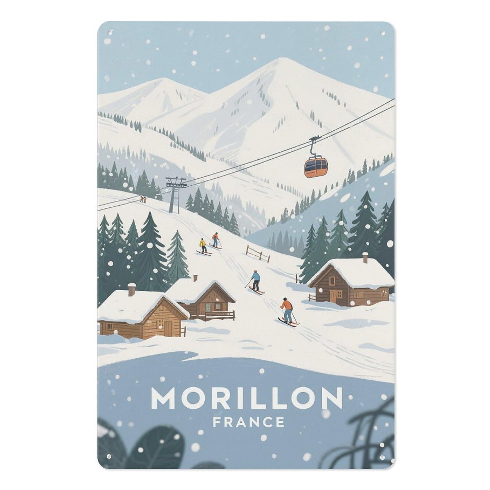 Morillon France Retro Design Tin Paintings Vintage Tin Sign 08x12inch(20x30cm) Wall Art for Home Office Bedroom Living Room Cafes Wall Decor