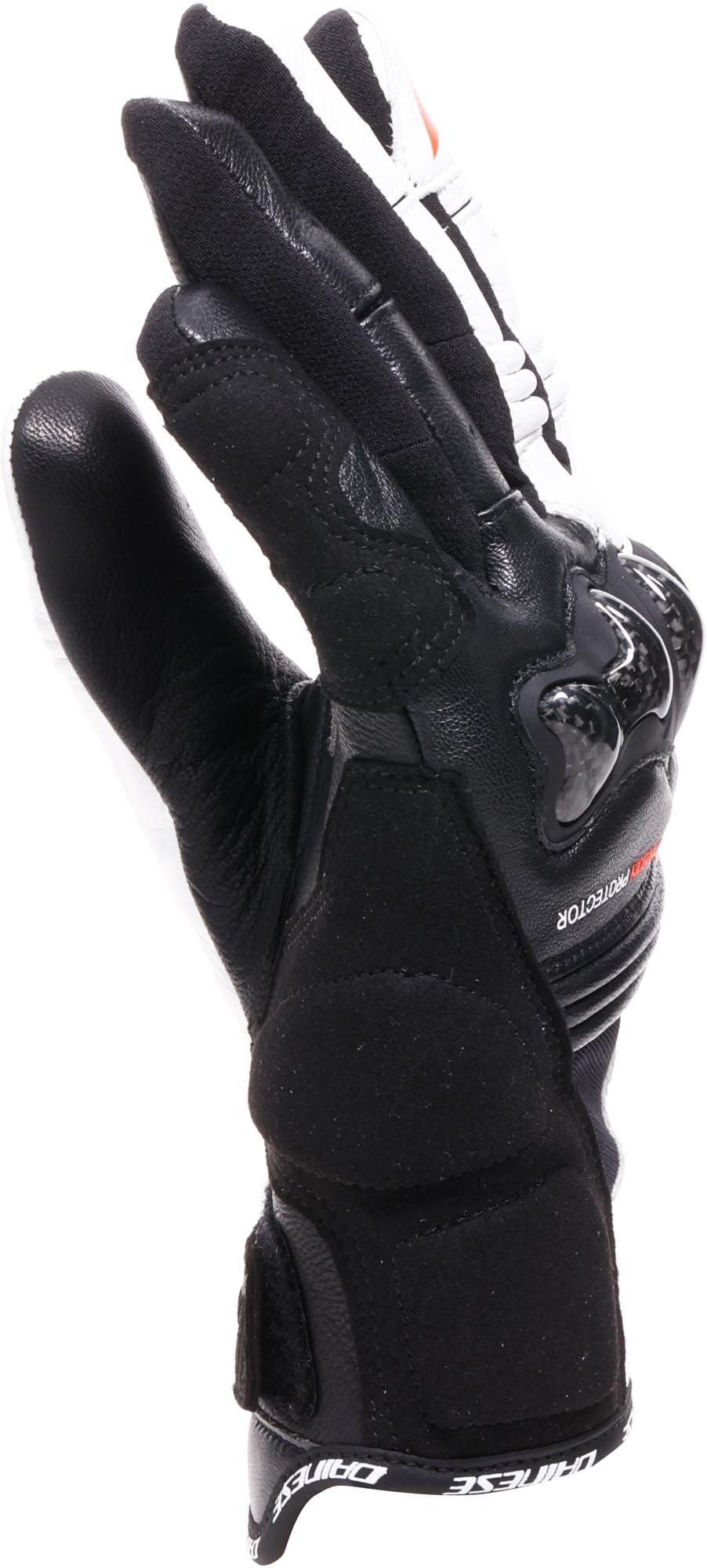 Dainese Reacto Carbon Short Gloves Wmn - Guanti Moto Corti Donna in Pelle con Protezione Nocche in Carbonio e Imbottiture Palmo e Dita Smart Touch Donna