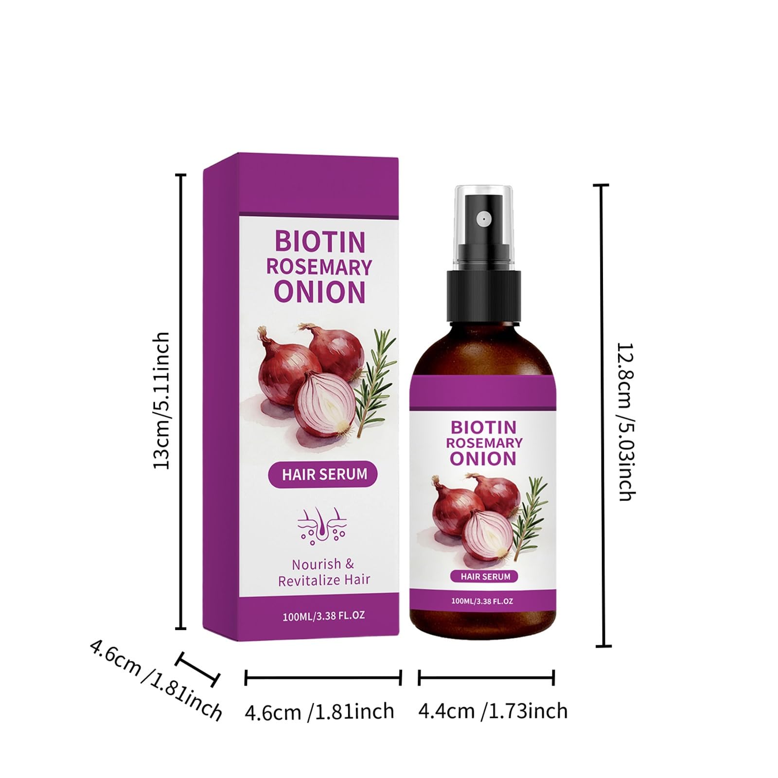 Onion Biotin Rosmarin Hair Serum Spray, Zwiebelshampoo Biotin Wachstumspflege dickeres Haar Verdickt Revitalisiert das Haar Pflegespray Wash Free Hairs Cares Oil Sprays, Frizz ease serum (8pcs)